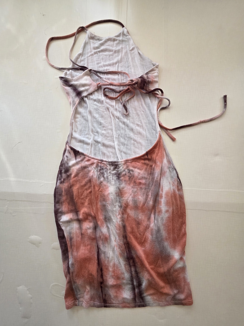 A Ellen Pink Tie Dye Bodycon Midi Dress Open Back Small